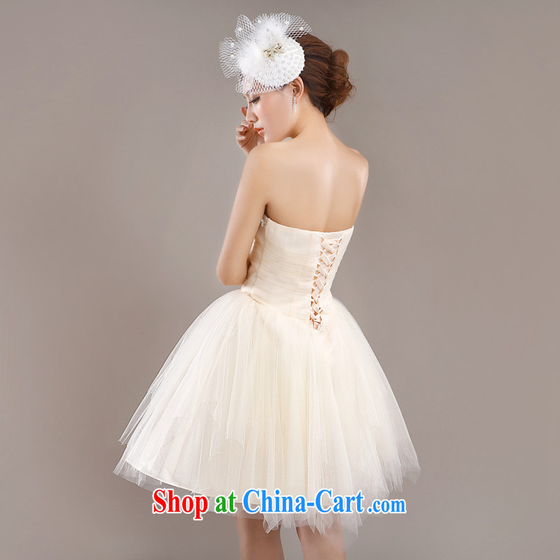 The Champs Elysees, as soon as possible, sister bridesmaid fashion in short, Princess shaggy skirts New Evening Banquet annual chest bare minimum dress dresses champagne color XXL, Hong Kong, and that, on-line shopping