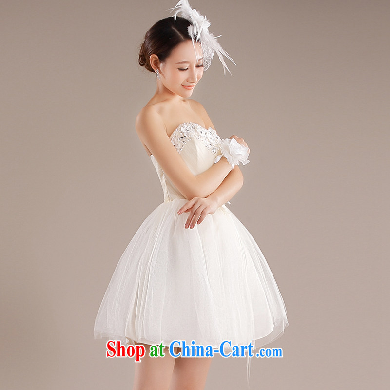 The Champs Elysees, as soon as possible, new betrothal wedding dress bridesmaid Service Bridal toast serving small dress skirt stylish wiped his chest shaggy short skirts, champagne color XXL, Hong Kong, and, shopping on the Internet