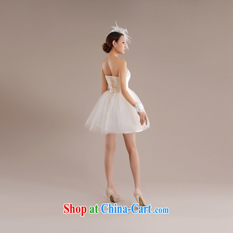 The Champs Elysees, as soon as possible, new betrothal wedding dress bridesmaid Service Bridal toast serving small dress skirt stylish wiped his chest shaggy short skirts, champagne color XXL, Hong Kong, and, shopping on the Internet