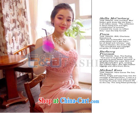 Hin-fly 2015 summer women new pink three-dimensional roses sexy cute wipe chest skirt small dress B 1240 pink are code pictures, price, brand platters! Elections are good character, the national distribution, so why buy now enjoy more preferential! Health