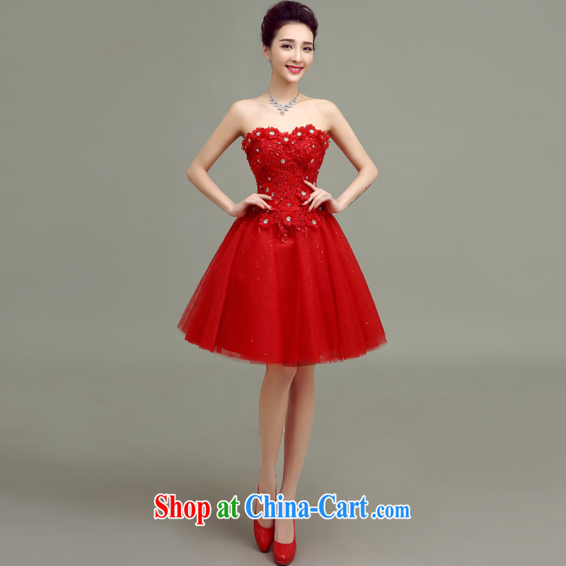 According to T-shirt according to the 2015 new spring and summer toast beauty service short erase chest bridal dresses red wedding dress sister dress red XL