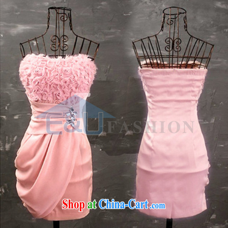 As well as the children's 2015 summer dress new pink three-dimensional roses sexy cute wipe chest skirt small dress B 1240 pink are code