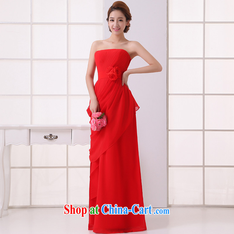 Beijing, Hong Kong, 2015 as soon as possible new bride wedding dress red Long Chest bare bows. Stylish beauty snow woven long skirt evening dress red XXL