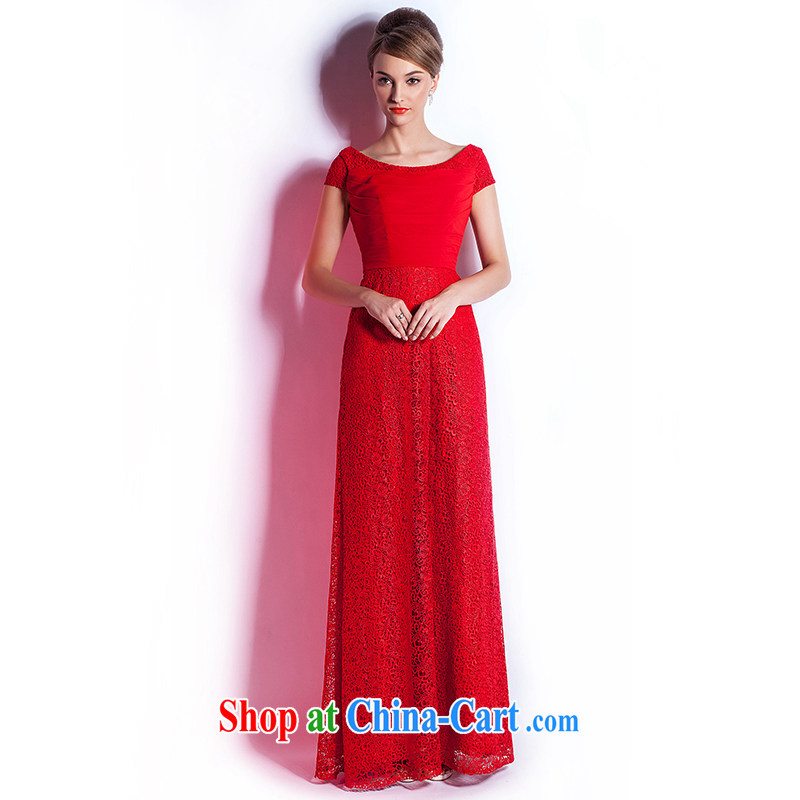 Beijing, Hong Kong, 2015 -- spring and summer new bride toast serving high-end stylish beauty long evening dress red XXL