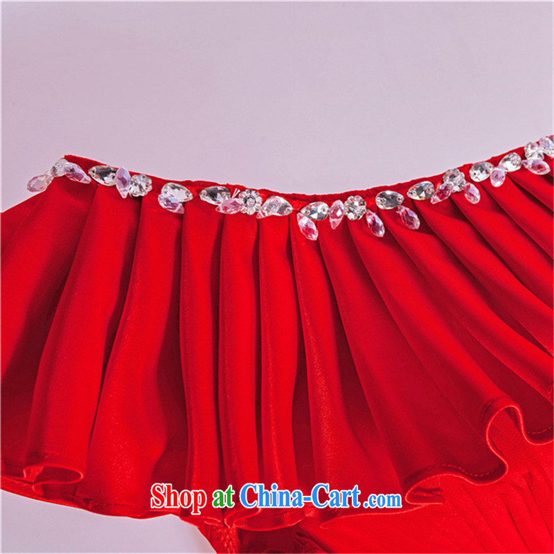 The Champs Elysees, as soon as possible, new pre-sales of single shoulder red long wedding dress bridal toast serving dinner hosted reception wedding Evening Dress red XXL, Hong Kong, and, shopping on the Internet