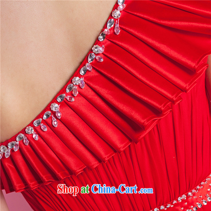 The Champs Elysees, as soon as possible, new pre-sales of single shoulder red long wedding dress bridal toast serving dinner hosted reception wedding Evening Dress red XXL, Hong Kong, and, shopping on the Internet