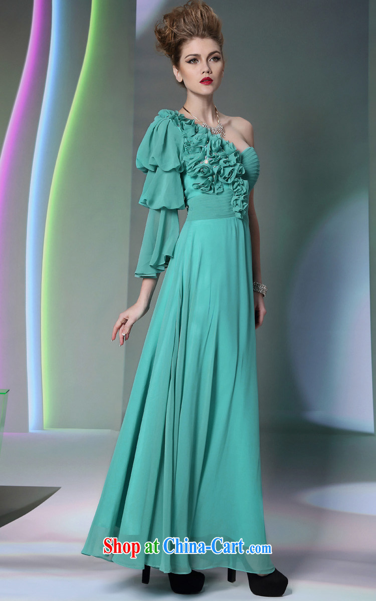 Multi-LAI Ki Europe Evening Dress Green single shoulder snow woven High sense for 2014 new wedding dresses blue XXL pictures, price, brand platters! Elections are good character, the national distribution, so why buy now enjoy more preferential! Health