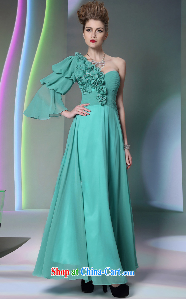 Multi-LAI Ki Europe Evening Dress Green single shoulder snow woven High sense for 2014 new wedding dresses blue XXL pictures, price, brand platters! Elections are good character, the national distribution, so why buy now enjoy more preferential! Health