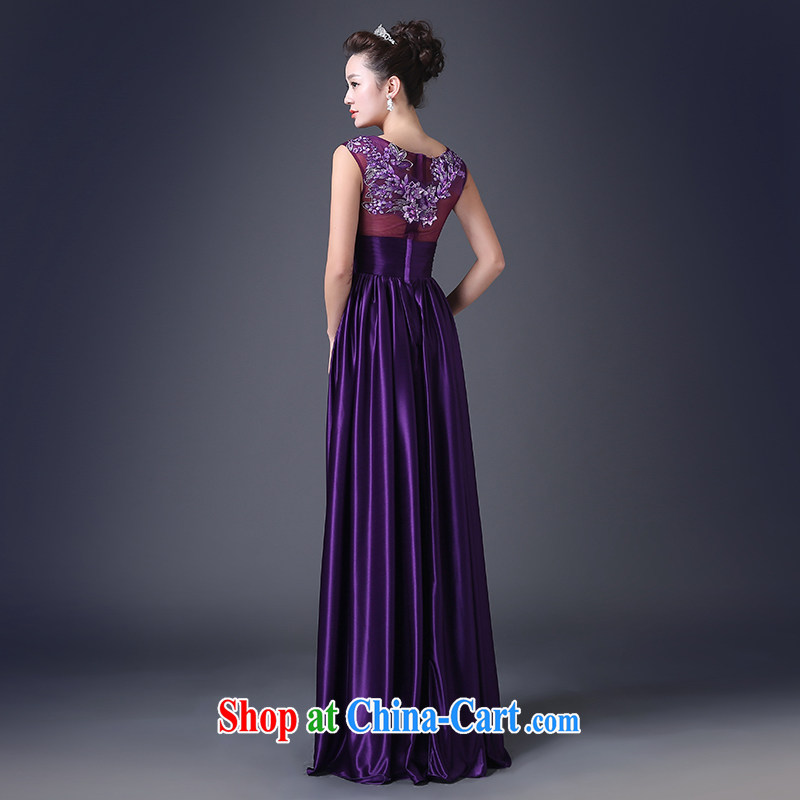 Code Hang Seng bridal 2015 long gown Evening Dress stylish european lace dress a field shoulder bows. Elections and half, three-dimensional flowers, good quality fabrics -- purple XXL, and constant bride, shopping on the Internet