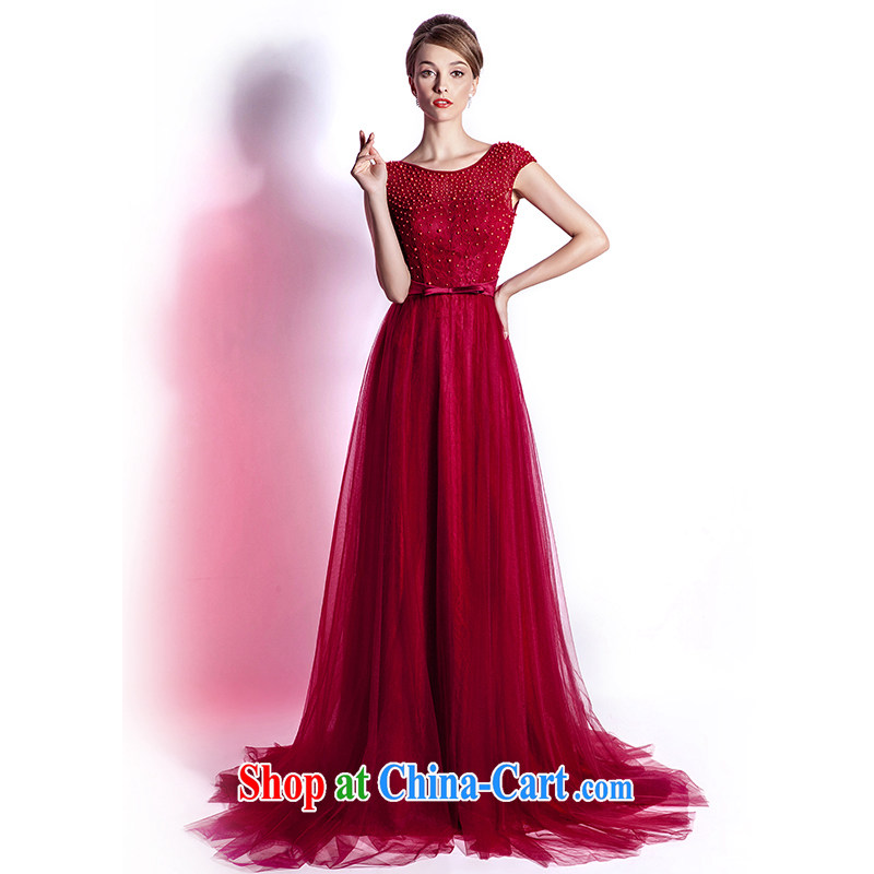 The Champs Elysees, as soon as possible, new bride toast serving American and European high-end Evening Dress long, the Field shoulder evening dress party party wedding dress skirt wine red XXL, Hong Kong, and, shopping on the Internet