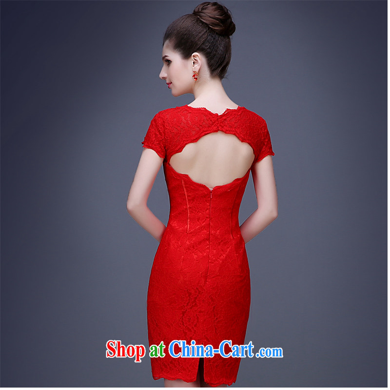 The Champs Elysees, as soon as possible, red lace Evening Dress cheongsam dress marriage 2015 spring and summer terrace back bridal toast serving the doors short XXL, Hong Kong, Seoul, and shopping on the Internet