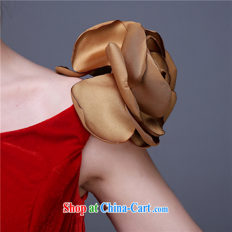The Champs Elysees, as soon as possible, bride toast wedding clothes Red single shoulder stylish upmarket dress high-end go Soo photography photo building theme clothing red XXL, Hong Kong, Seoul, and shopping on the Internet