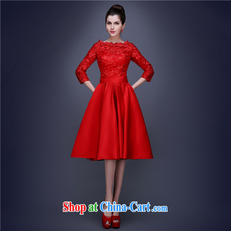 The Champs Elysees, as soon as possible, spring and summer, long wedding dress dress bridal toast dinner serving the door marriage back exposed dress female Red XXL