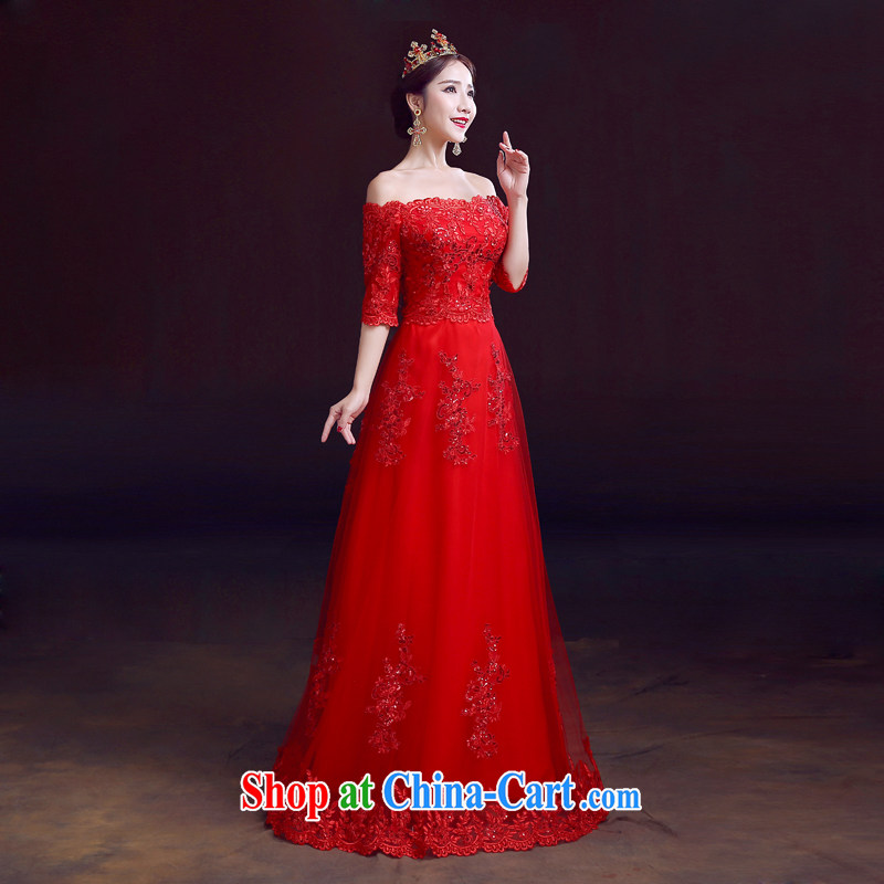 Red bows service 2015 summer cuff in a field shoulder bridal wedding dresses video slim, red long XXL, dumping the married Yi, shopping on the Internet