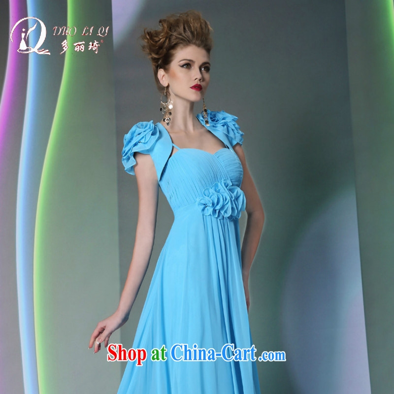Multi-LAI Ki retro noble blue show choir dress evening dress autumn and winter new light blue XXL, Li Qi (Doris dress), online shopping