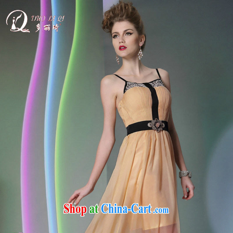 More than Li Qi 2014 Evening Dress multi-lai Ki straps fluoroscopy dress yellow beauty dresses annual tea color L, Li Qi (Doris dress), online shopping