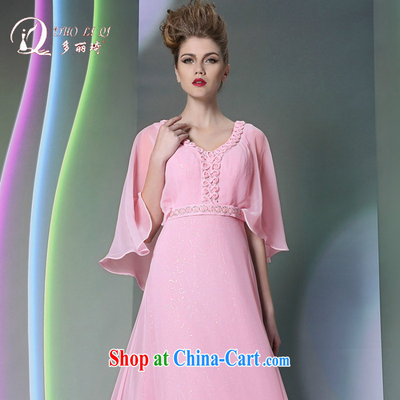 More LAI Ki delicate pink flower shawl dress bridesmaid dress 2014 hot embroidery wedding dresses small pink XXL