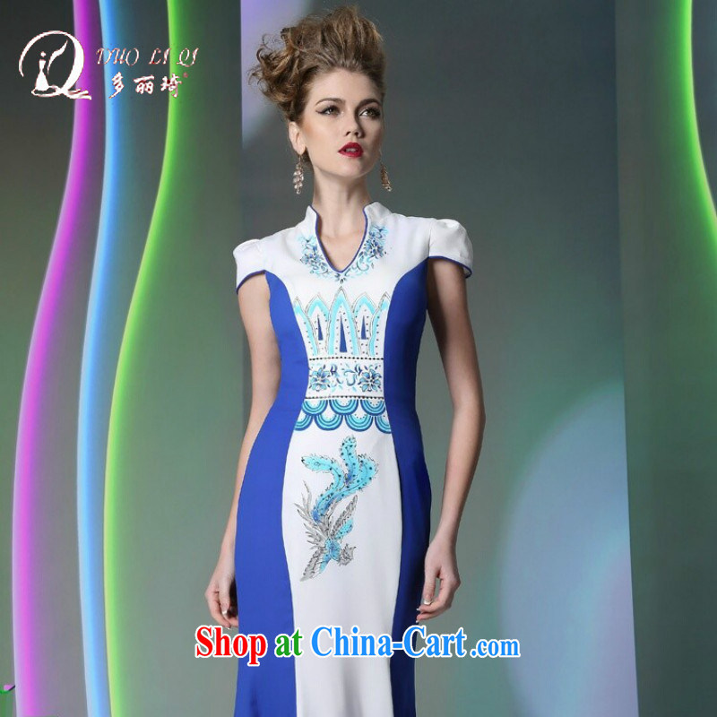 Multi-LAI Ki classic qipao S curve dress dresses T go Sau model dress blue L, Lai Ki (Doris dress), and, on-line shopping