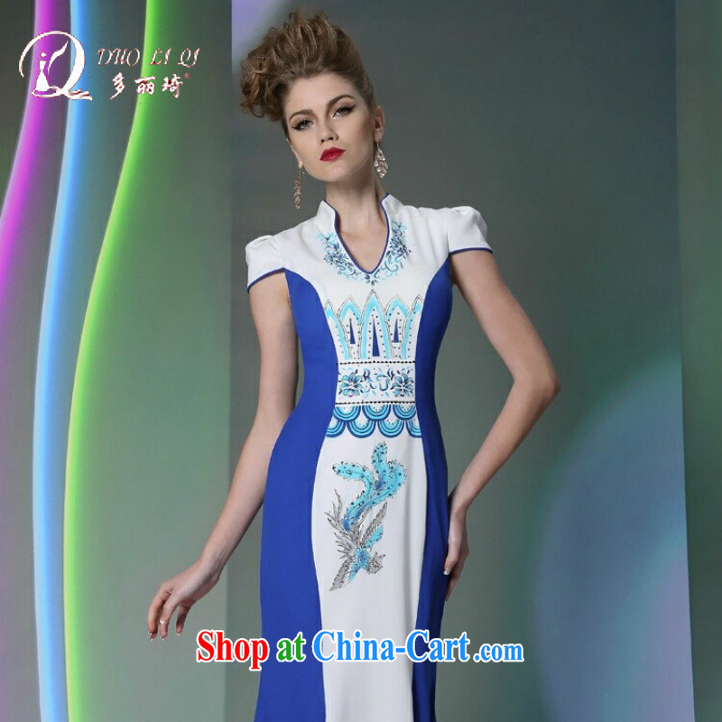 Multi-LAI Ki classic qipao S curve dress dresses T go Sau model dress blue L, Lai Ki (Doris dress), and, on-line shopping
