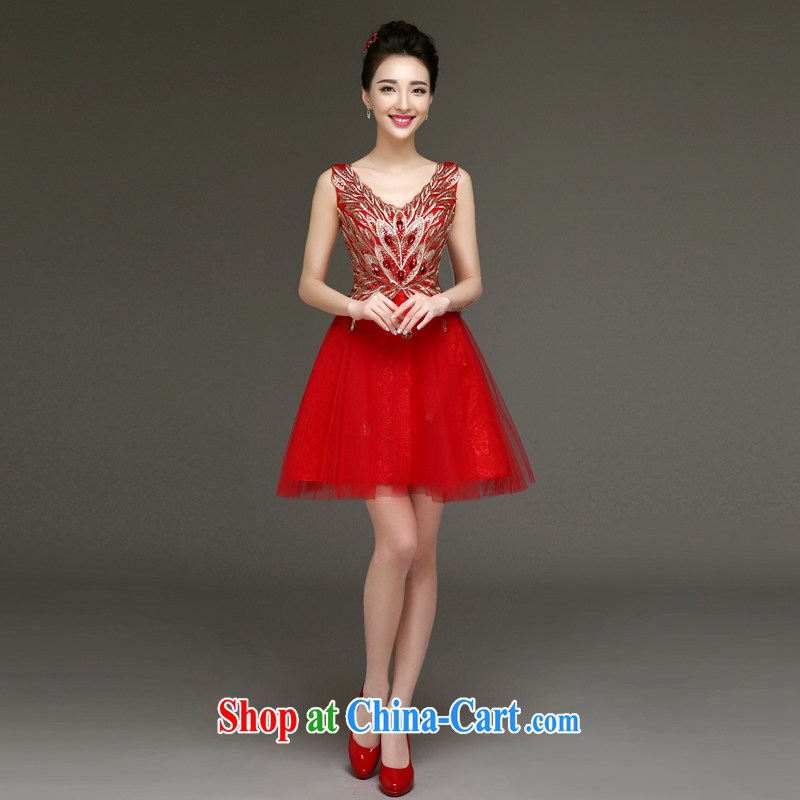 Serving a good solid Evening Dress 2015 new bridal dresses serving toast spring wedding dresses small girl short skirt and sisters red 2 XL