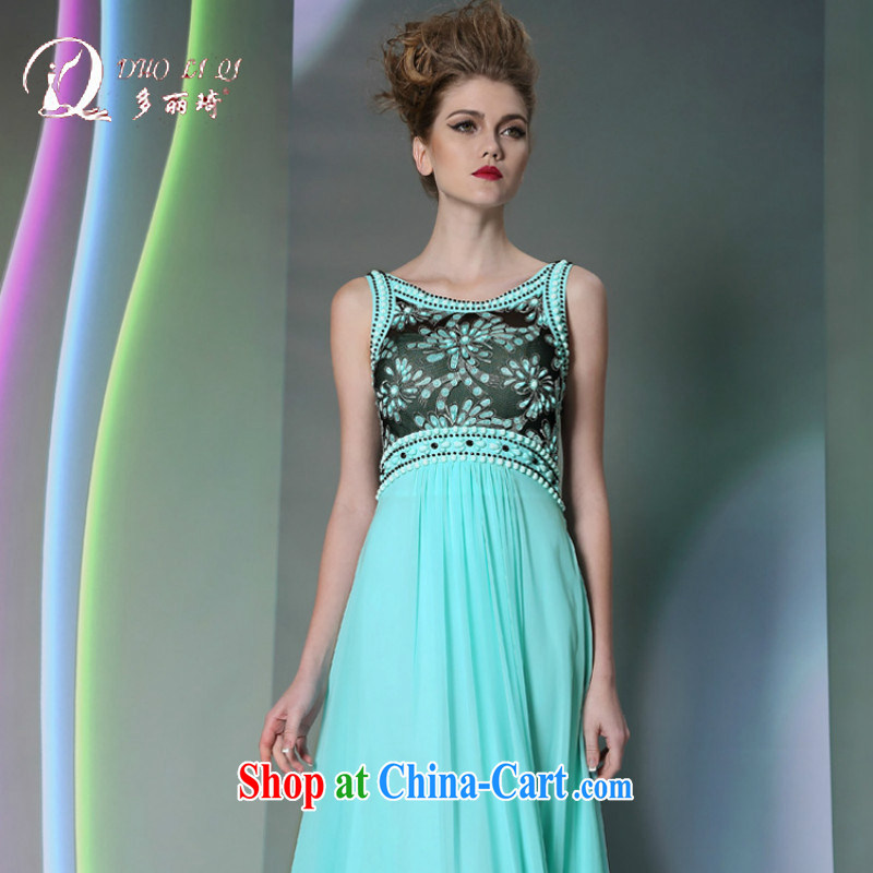 Multi-LAI Ki blue floral dress 2014 high waist bows. Show the dress blue XXL, Lai Ki (Doris dress), online shopping