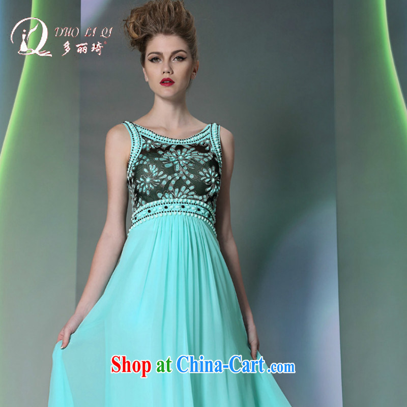 Multi-LAI Ki blue floral dress 2014 high waist bows. Show the dress blue XXL, Lai Ki (Doris dress), online shopping