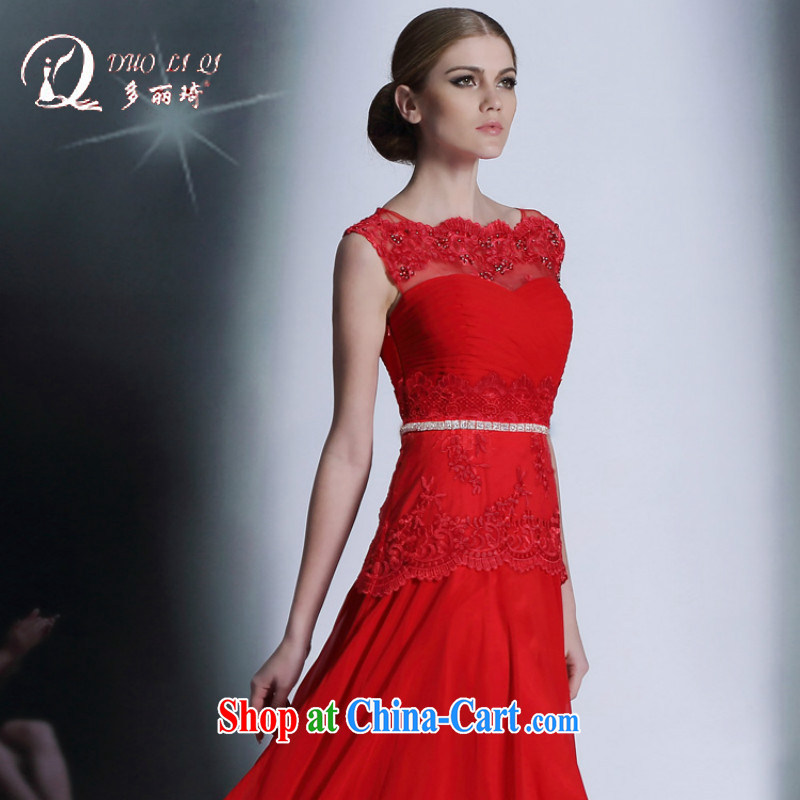 More than Li Qi 2014 autumn and winter red Europe and bride dress uniform toast wedding dresses red XXL
