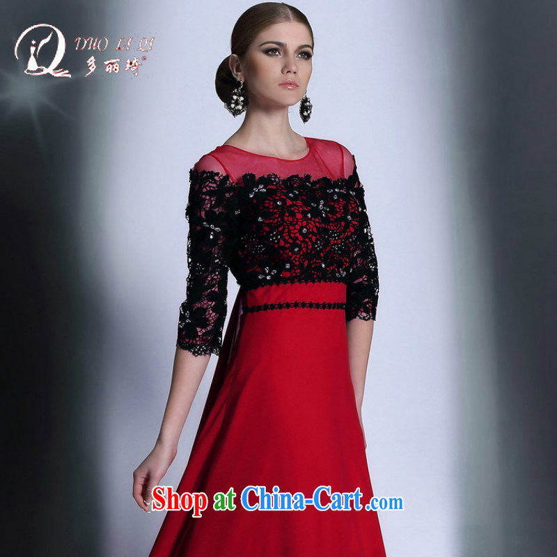 European and American dress and black and red color collision cuff in evening dress in Europe and stylish original dress toast winter clothing red XXL, Lai Ki (Doris dress), and, on-line shopping