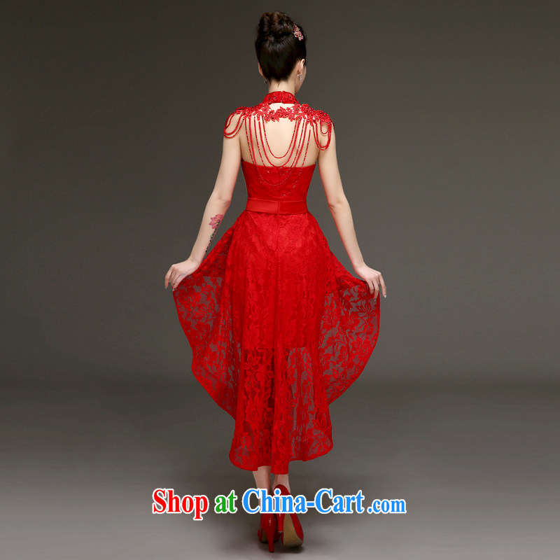 A good service is 2015 new bride toast clothing spring and summer short, Red Front short long wedding dress small dress red 2 XL, good service, and, shopping on the Internet