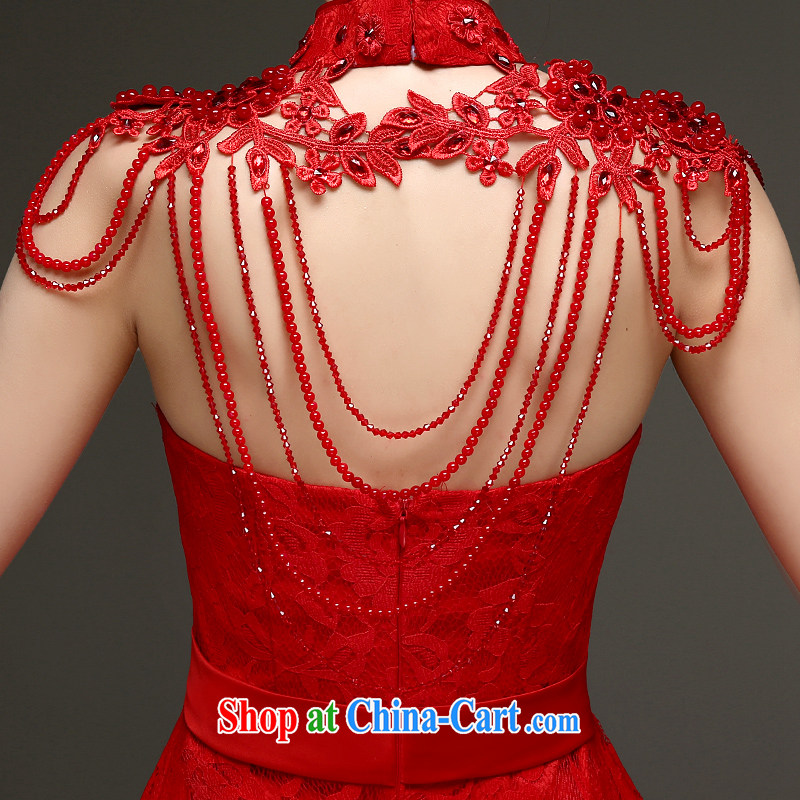 A good service is 2015 new bride toast clothing spring and summer short, Red Front short long wedding dress small dress red 2 XL, good service, and, shopping on the Internet