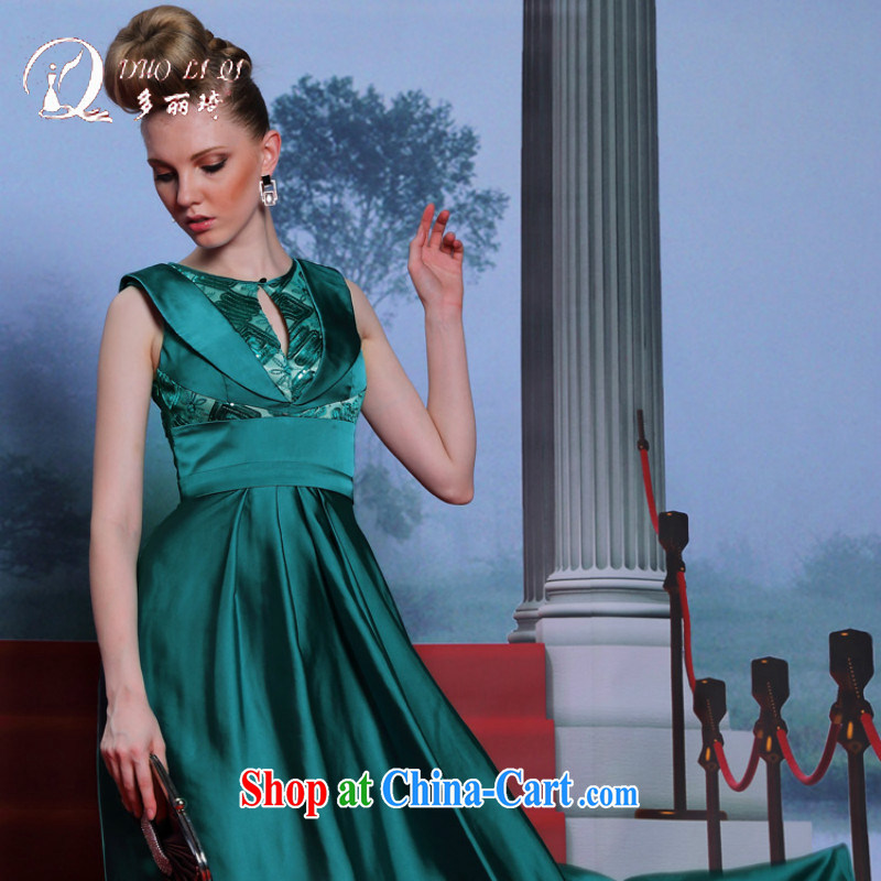 More LAI Ki 2014 elegant evening dress in Europe and the Code, small dress damask dress army green XXL