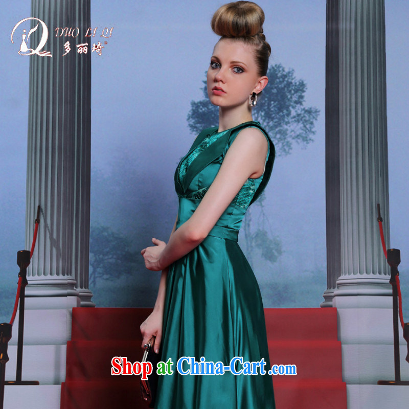 More than Li Qi 2014 elegant evening dress in Europe and the Code, small dress damask dress army green XXL, Li Qi (Doris dress), and shopping on the Internet