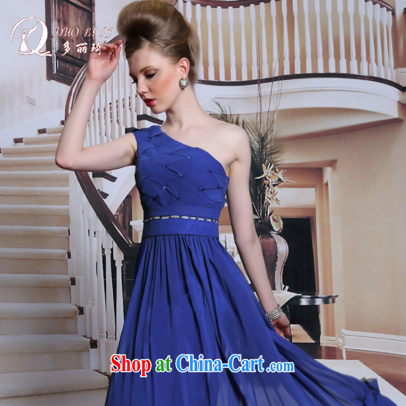 More LAI Ki-chun, royal blue single shoulder dress and elegant minimalist A Field dress female zip waist in long skirt blue XXL, Lai Ki (Doris dress), and, on-line shopping