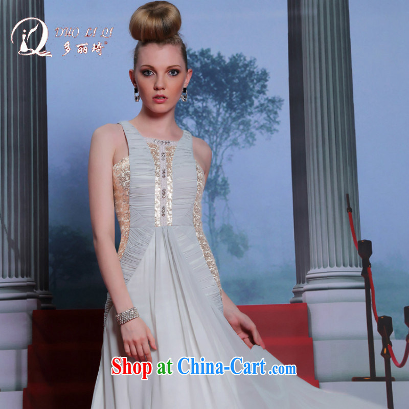 More LAI Ki are gray Evening Dress stitching gold in Europe and beauty and stylish evening dress is also dress female light gray XXL, Li Qi (Doris dress), and shopping on the Internet