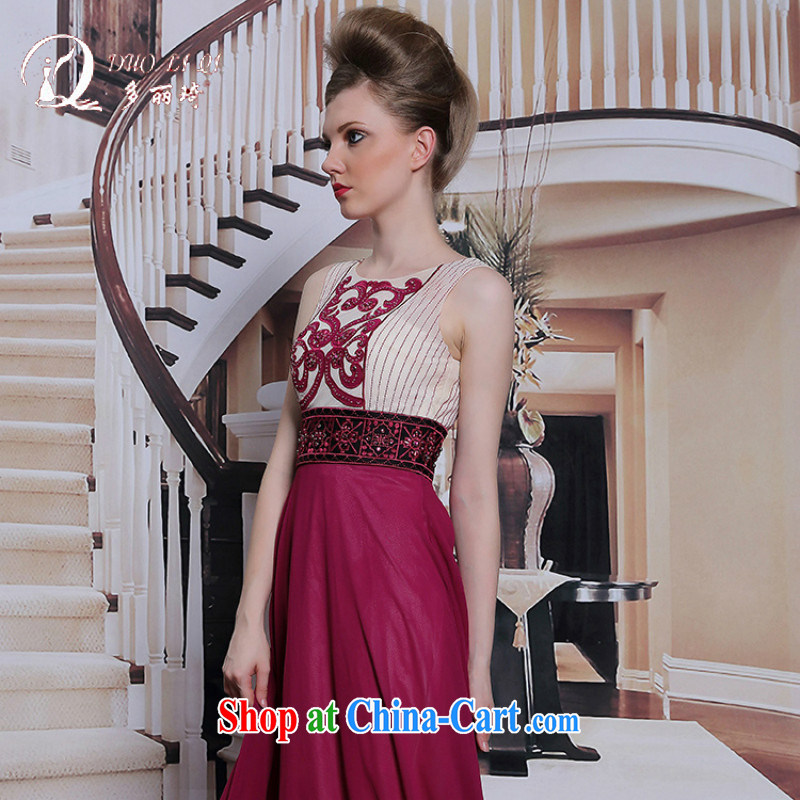 More LAI Ki Europe Evening Dress embroidered retro Evening Dress sleeveless long dress summer dresses high adult dress dark red XXL, Li Qi (Doris dress), online shopping