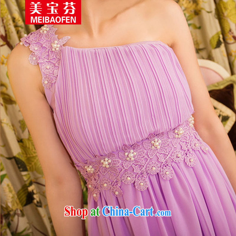 Mei-po, 2015 new sweet temperament OL banquet bridesmaid marriage is a shoulder dress girl dress dress girl violet L, Mei-po Leung, shopping on the Internet