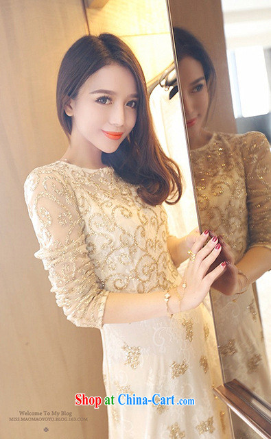 Lint-free cloth, The 2015 spring luxury of Yuan Palace, cultivating graphics thin lace dress retro dress long skirt, goddess picture color L pictures, price, brand platters! Elections are good character, the national distribution, so why buy now enjoy more preferential! Health