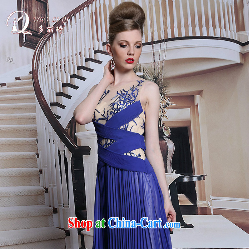 More LAI Ki dress blue Web dresses video thin A field staple Pearl evening dress in Europe and evening dress blue XXL, Lai Ki (Doris dress), and, on-line shopping