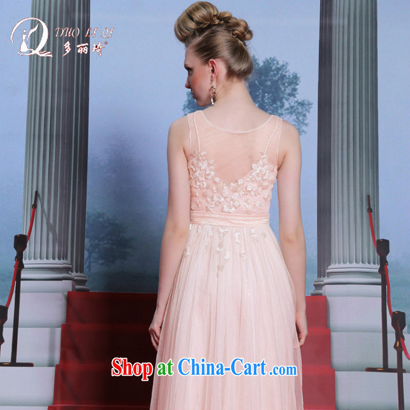 Multi-LAI Ki pink bridal gown manual order flowers dress skirt round-collar dress sleeveless larger female pink XXL, Lai Ki (Doris dress), online shopping