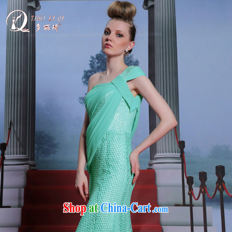 Multi-LAI Ki ARE THE SHOULDER green dress water-soluble lace Evening Dress back exposed sexy Evening Dress green XXL, Li Qi (Doris dress), and shopping on the Internet