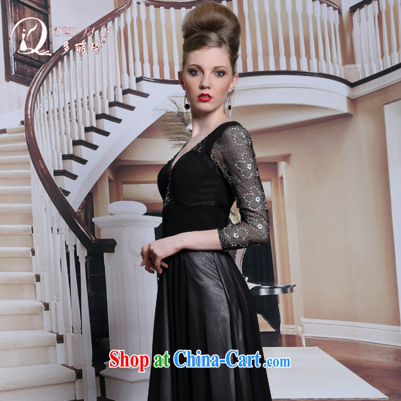 Multi-LAI Ki stamp duty cuff in black dress adult mother in Europe and America with evening dress dress black XXL, Li Qi (Doris dress), and shopping on the Internet