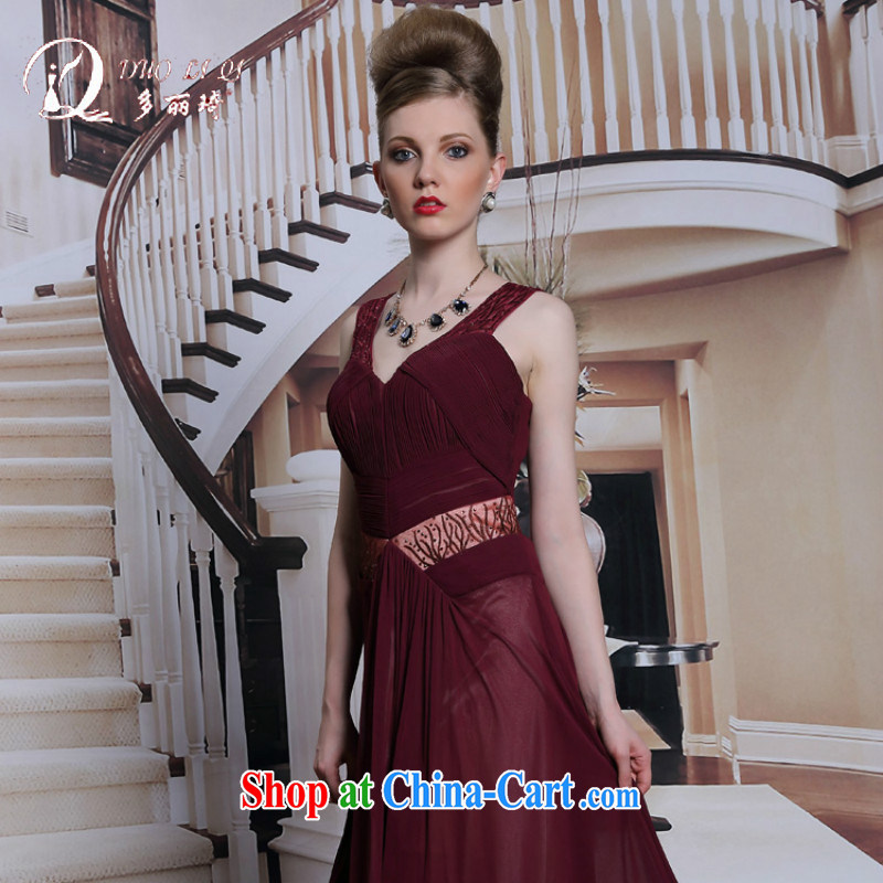 Multi-LAI Ki Europe dress wine red dress sexy back exposed dress skirt brown XXL, Li Qi (Doris dress), online shopping