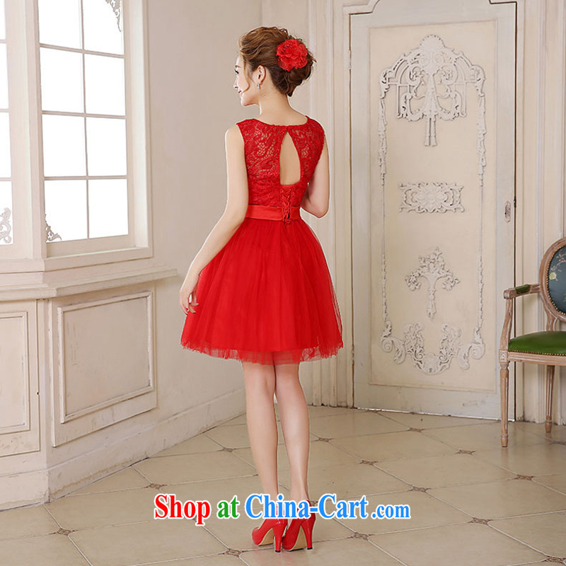 Honey, bride 2015 new bride wedding dress short red lace double-shoulder bows. Short skirts spring and summer dresses small red XXL, honey, bride, shopping on the Internet