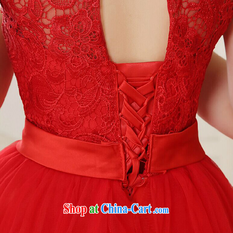 Honey, bride 2015 new bride wedding dress short red lace double-shoulder bows. Short skirts spring and summer dresses small red XXL, honey, bride, shopping on the Internet