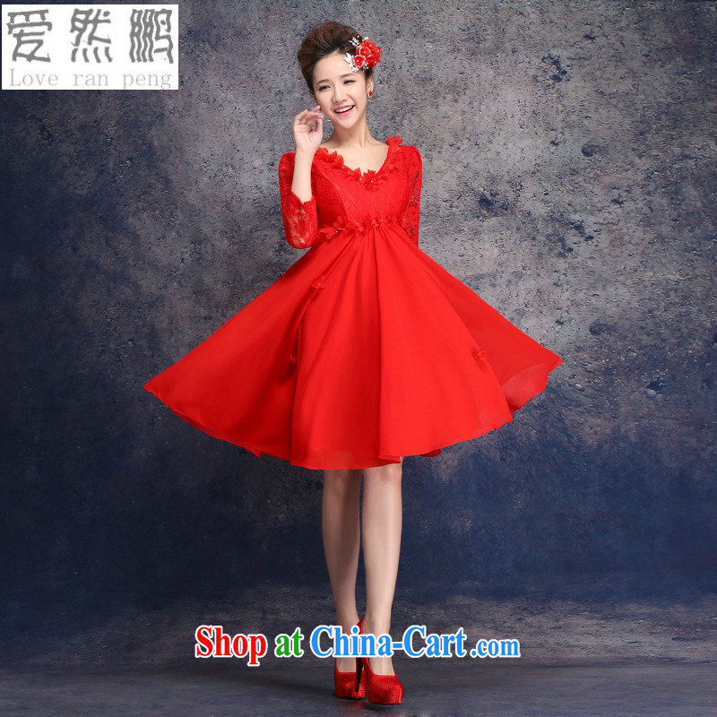Love so Peng 2015 new bridal Red Spring wedding long gown Evening Dress high waist back-door pregnant women short bows, long serving customers, the size will do not support return to love so Pang, online shopping