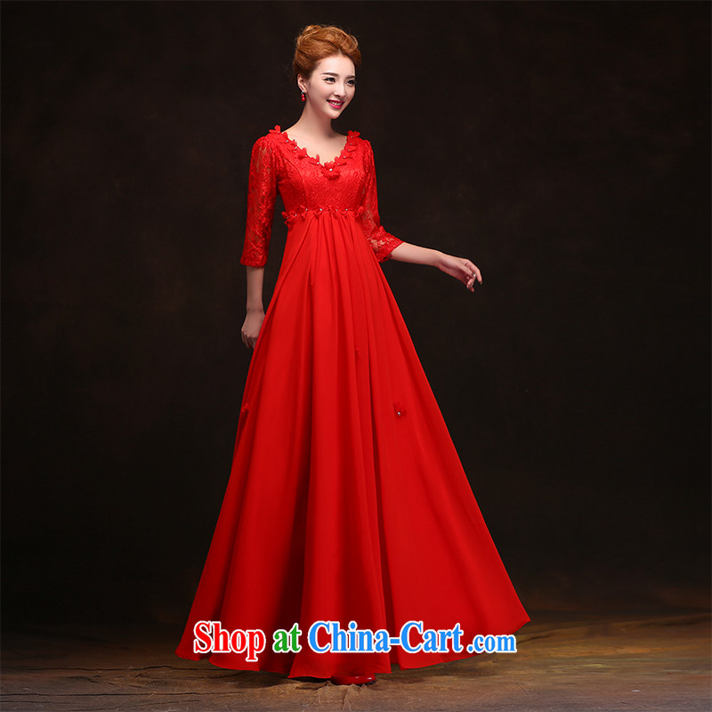 Love so Peng 2015 new bridal Red Spring wedding long gown Evening Dress high waist back-door pregnant women short bows, long serving customers, the size will do not support return to love so Pang, online shopping