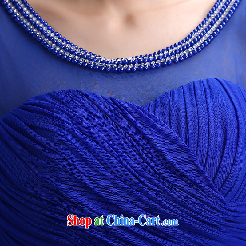 Evening Dress 2015 new, luxurious and elegant sexy shoulders dress banquet moderator performance service bridal toast clothing wedding dress blue XXL, beautiful, and shopping on the Internet