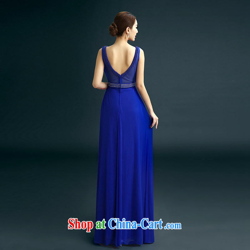 Evening Dress 2015 new, luxurious and elegant sexy shoulders dress banquet moderator performance service bridal toast clothing wedding dress blue XXL, beautiful, and shopping on the Internet