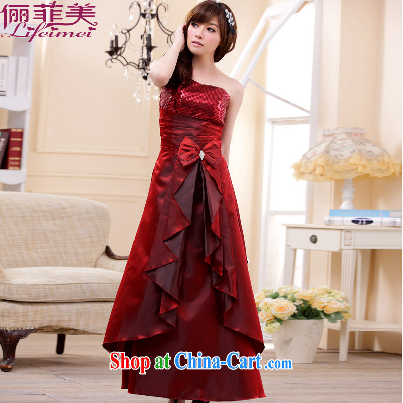 The packages in Europe and the larger version temperament the shoulder on-chip high-waist beauty mm thick larger Evening Dinner Show bride annual long gown dress red XXXL