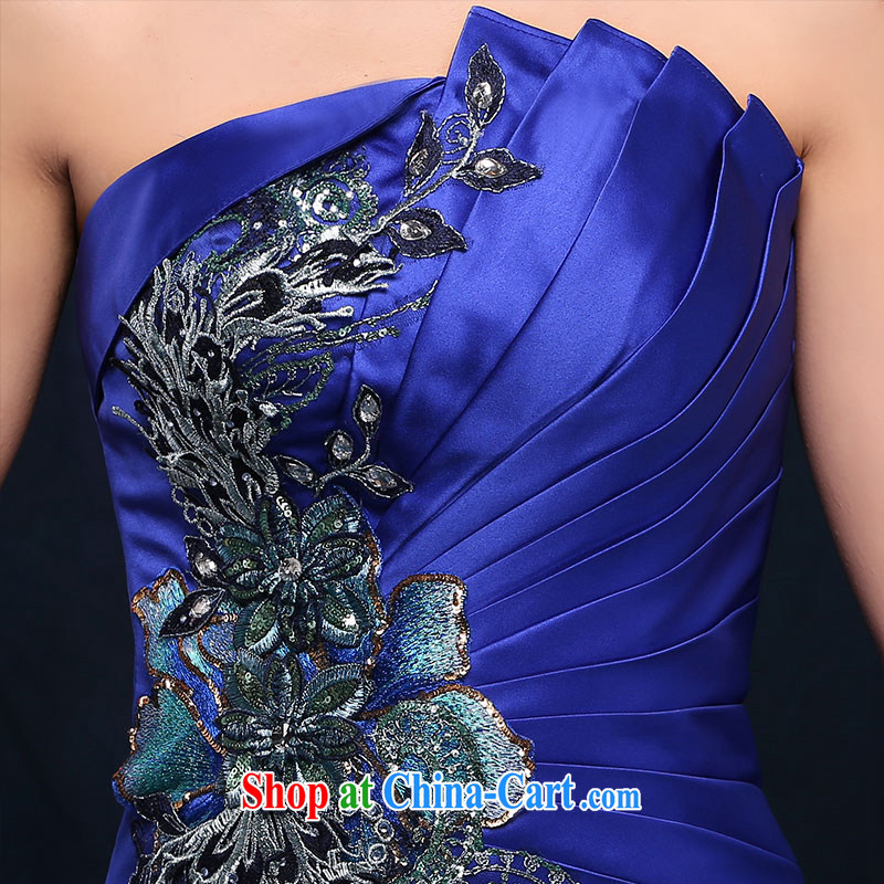 According to Lin Sha Evening Dress 2015 New Long bows service bridal gown crowsfoot wiped his chest, stylish wedding blue dress blue XL, according to Lin, Elizabeth, and shopping on the Internet